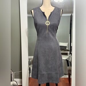 Donna Karen DKNY stunning gray faux suede dress